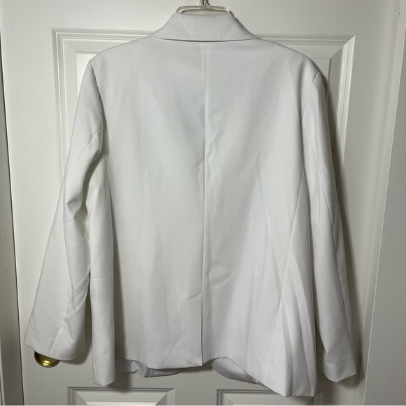 NWT Saks Fifth Avenue White Single Button Blazer Notched Collar Fully Lined L - Picture 6 of 14